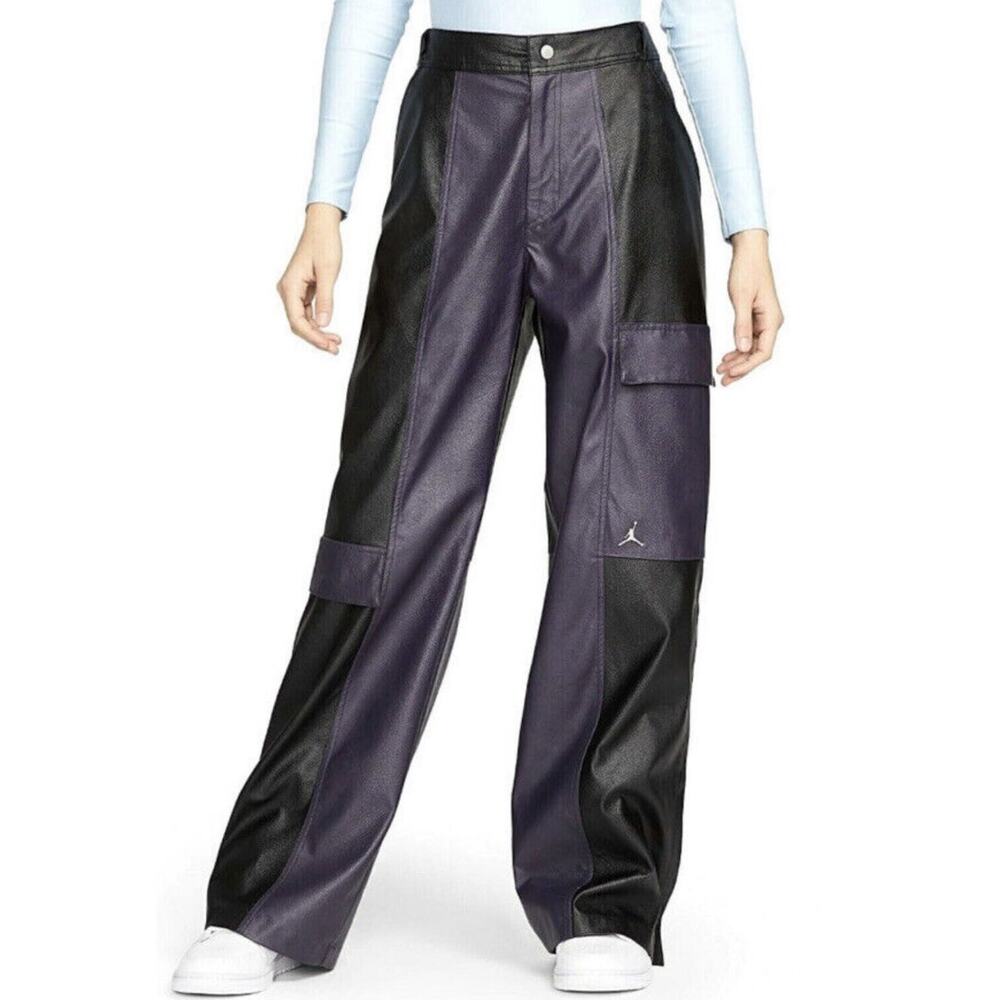 Nike Air Jordan M Classics 2.0 Luxe Plush Faux Leather Pants Streetwear Sports